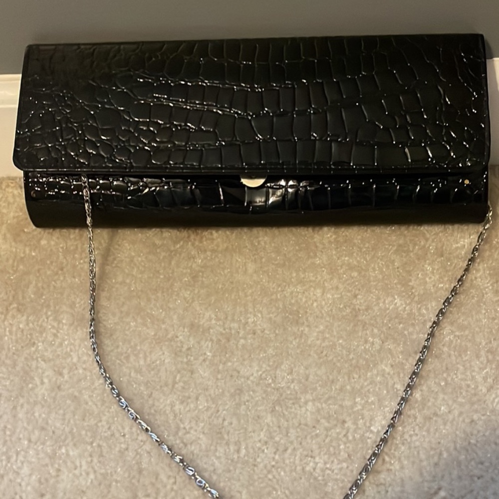 Black clutch evening bag